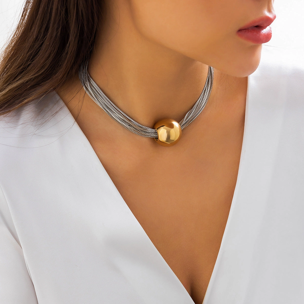 Wholesale Exaggerated Metal Ball Necklaces