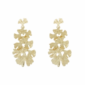 Wholesale Exaggerated Metal Ginkgo Leaf Earrings