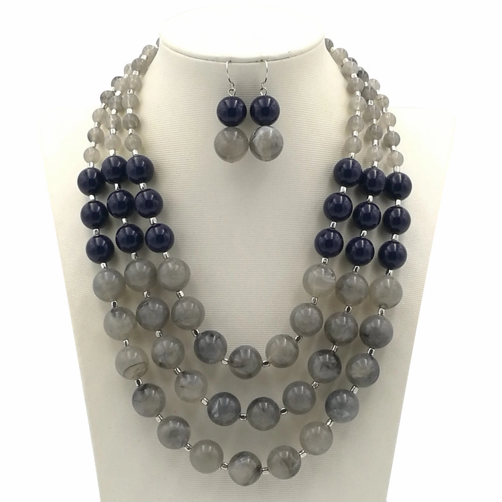 Wholesale Exaggerated Multilayer Plastic Earrings Necklace Jewelry Set