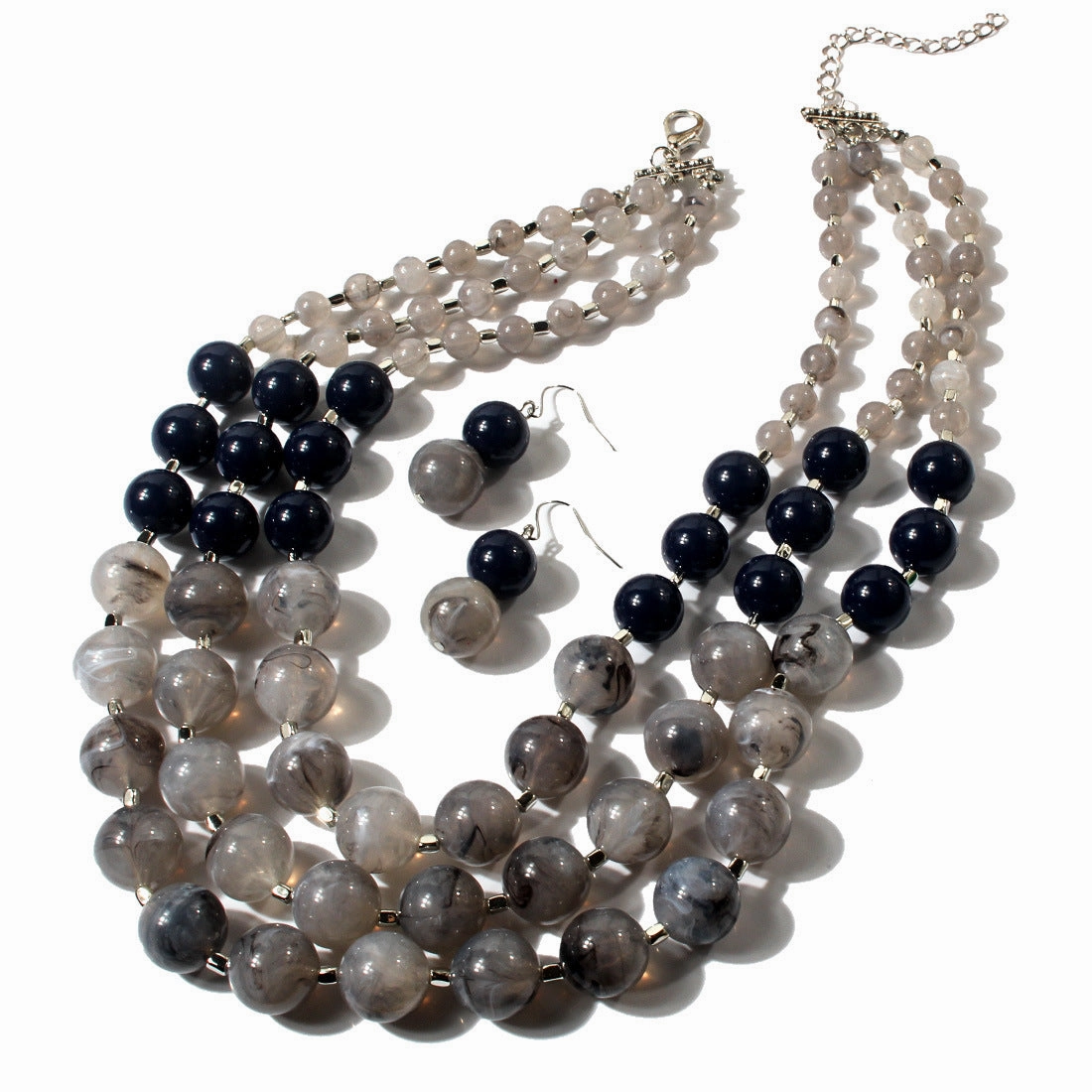 Wholesale Exaggerated Multilayer Plastic Earrings Necklace Jewelry Set