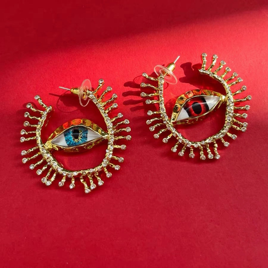 Wholesale Exaggerated Personality Devil Eyes Creative Asymmetric Eye Earrings