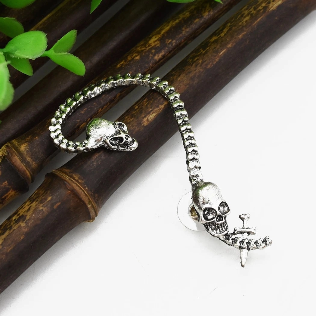 Wholesale Exaggerated Snake-shaped Skull Sword Alloy Ear Hooks