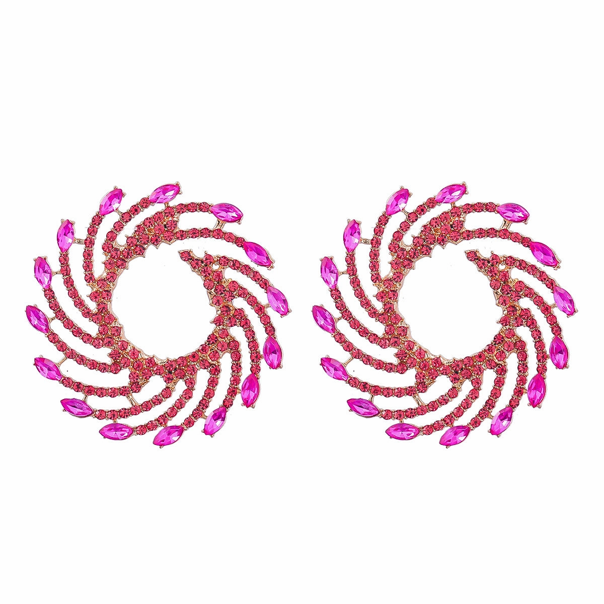 Wholesale Exaggerated Spiral Alloy Diamond Sunflower Earrings