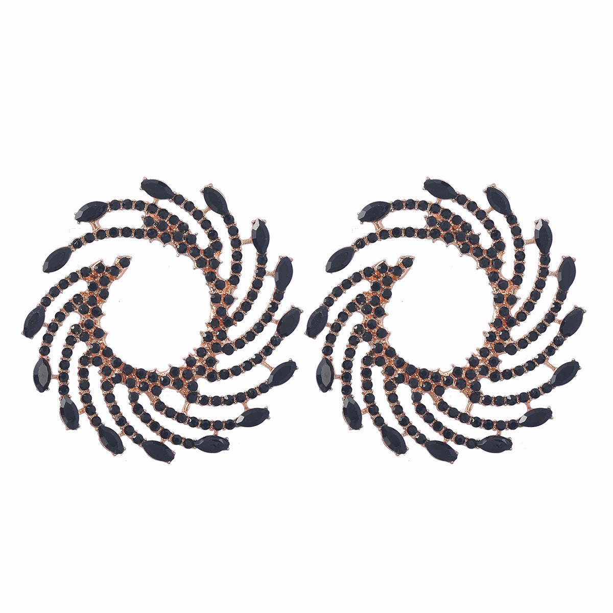 Wholesale Exaggerated Spiral Alloy Diamond Sunflower Earrings