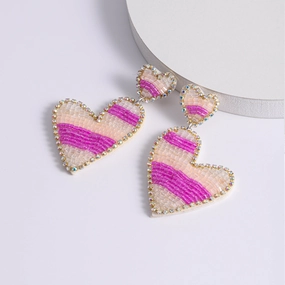 Wholesale Exaggerated Striped Peach Heart Design Earrings