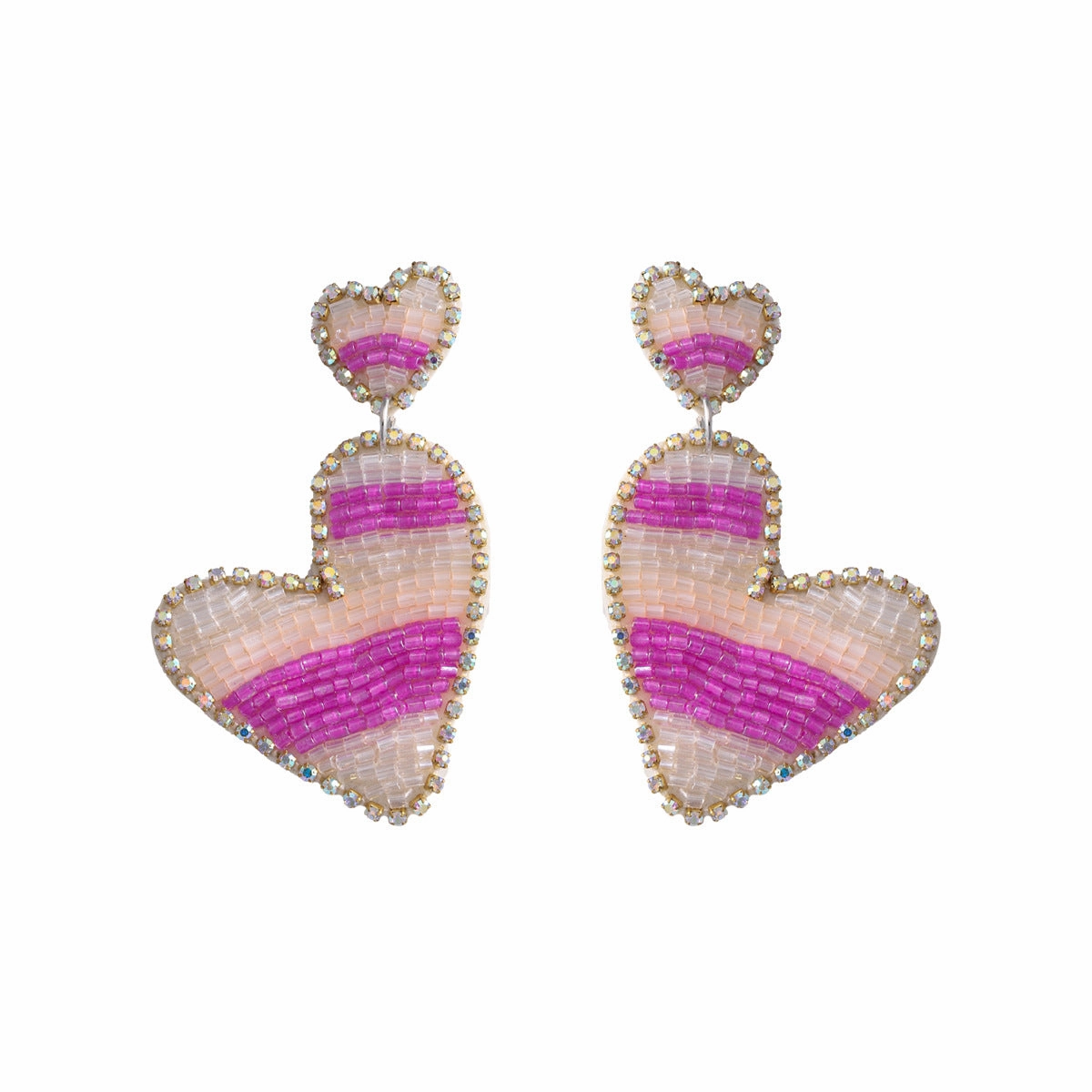 Wholesale Exaggerated Striped Peach Heart Design Earrings