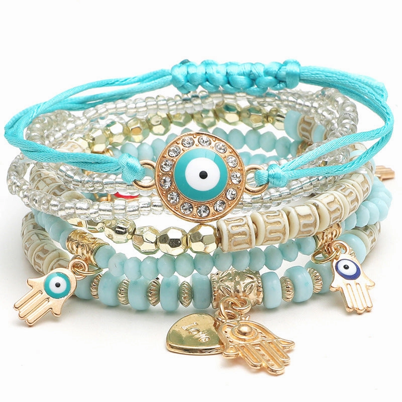 Wholesale Eye Rice Bead Temperament Multilayer Bracelet