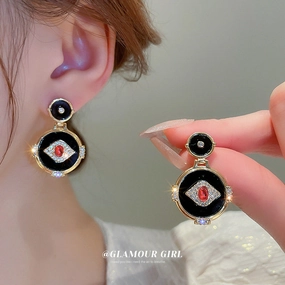 Wholesale Eye Round Alloy Earrings