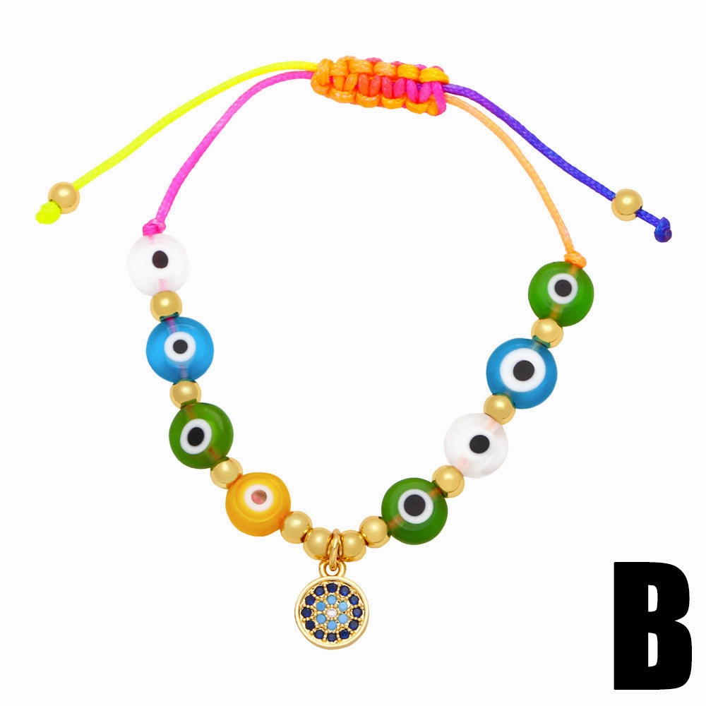 Wholesale Eye Round Beaded Woven Devil Eye Pendant Copper Bracelet