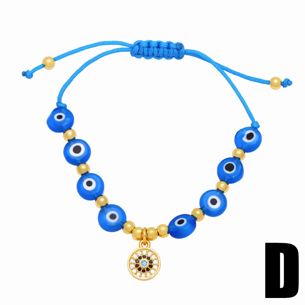 Wholesale Eye Round Beaded Woven Devil Eye Pendant Copper Bracelet