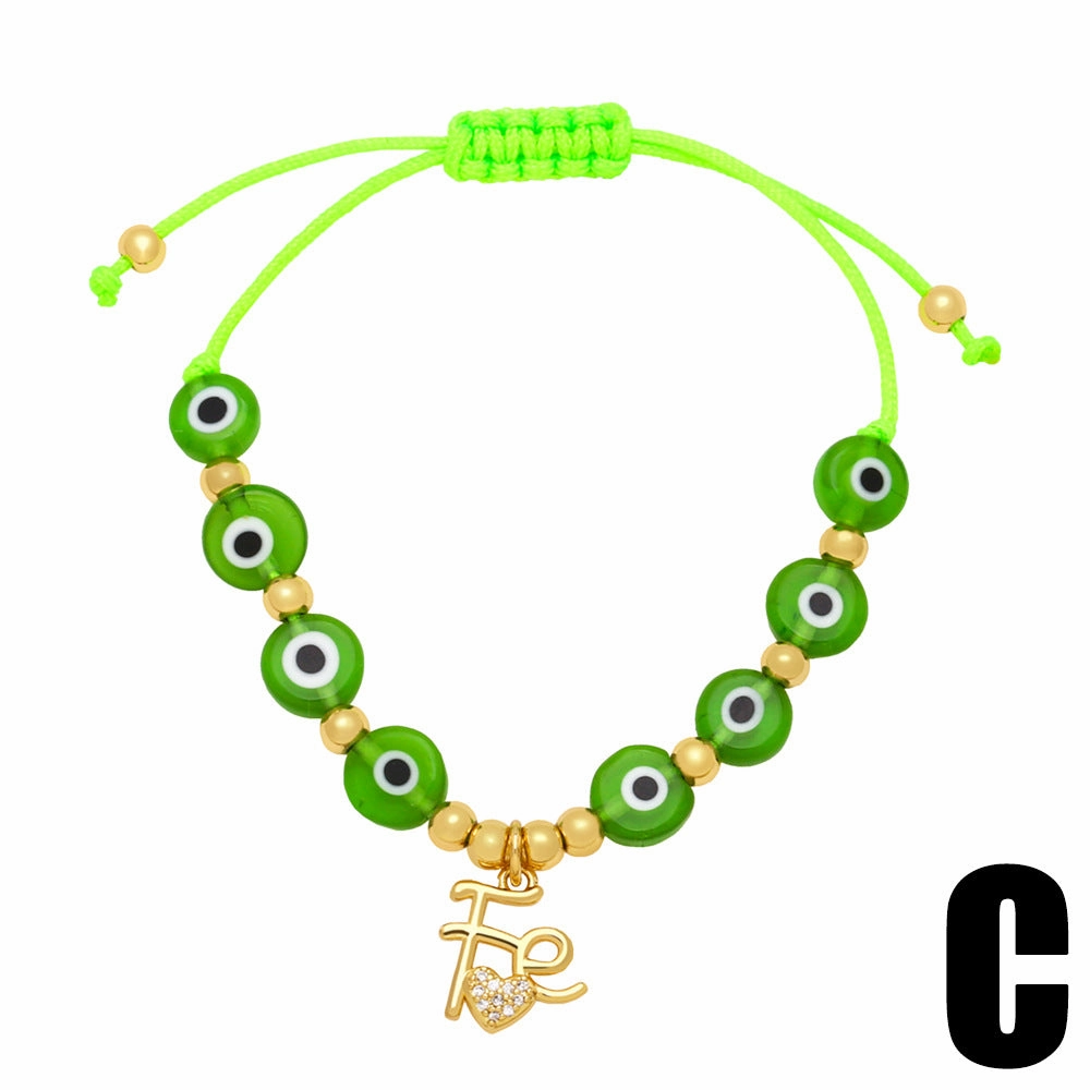 Wholesale Eye Round Beaded Woven Devil Eye Pendant Copper Bracelet