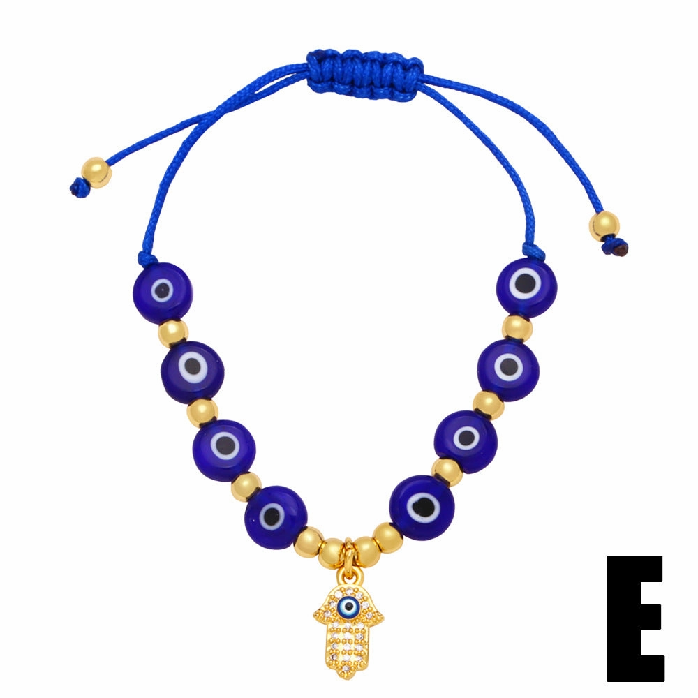 Wholesale Eye Round Beaded Woven Devil Eye Pendant Copper Bracelet
