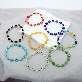 Wholesale Eyeball Mixed Color Glass Bracelet