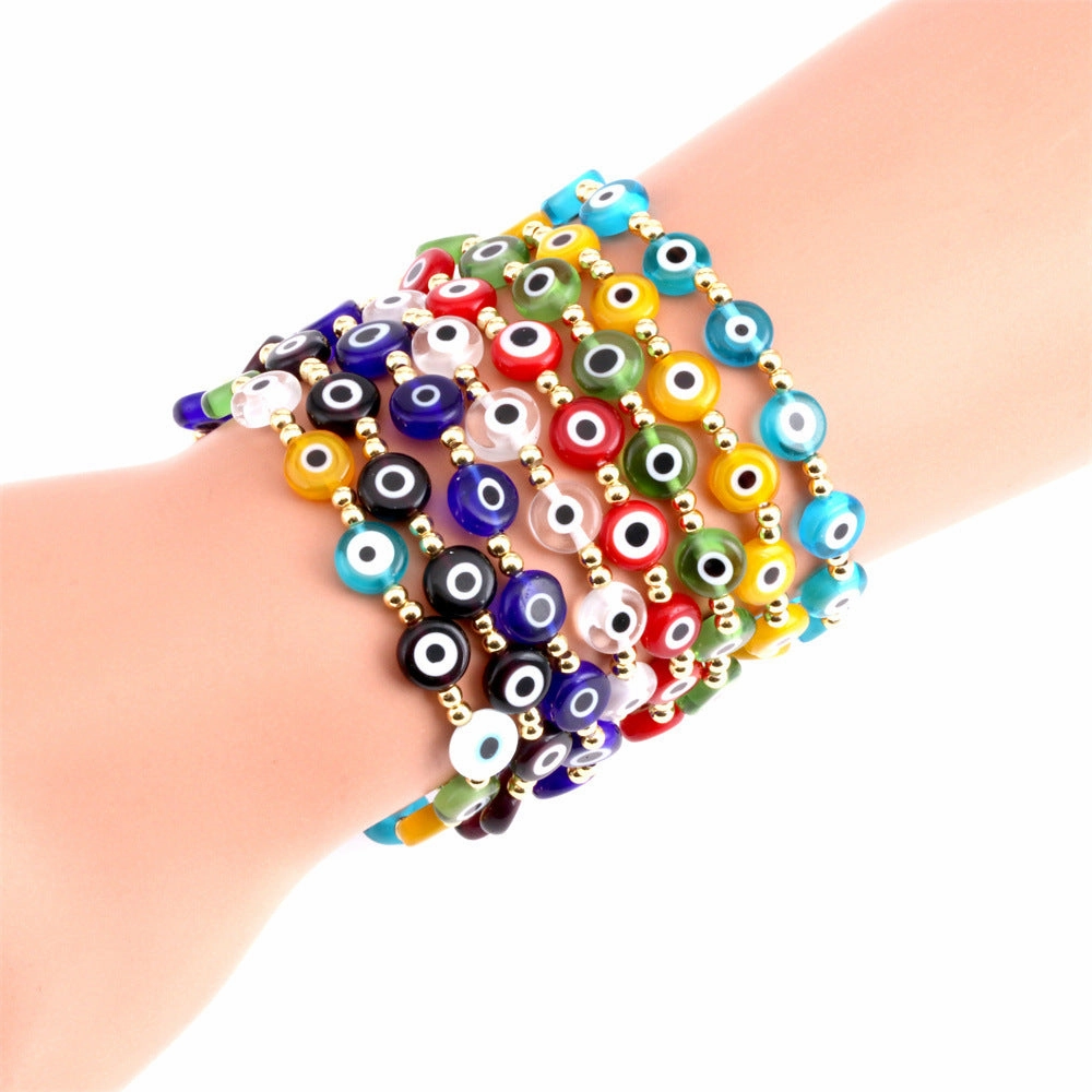 Wholesale Eyeball Mixed Color Glass Bracelet