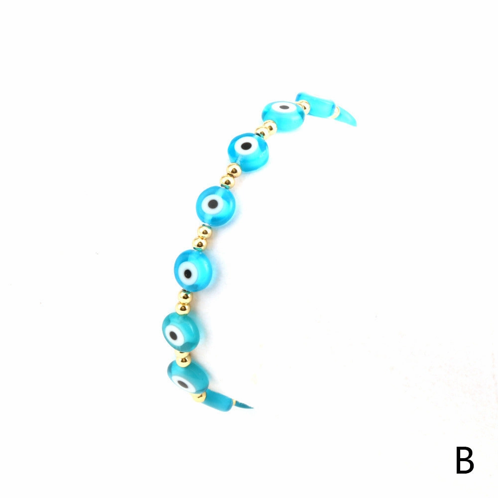 Wholesale Eyeball Mixed Color Glass Bracelet