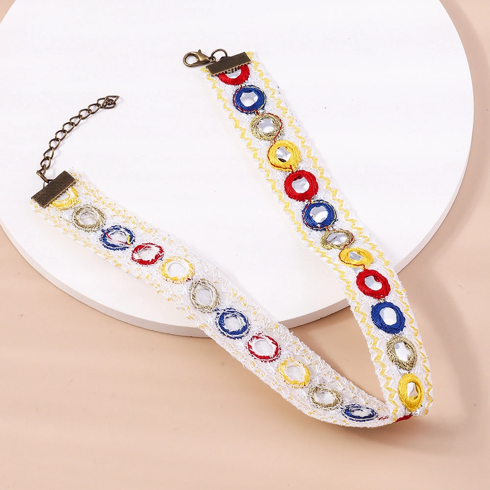 Wholesale Fabric Bohemian Tassel Pom Necklace