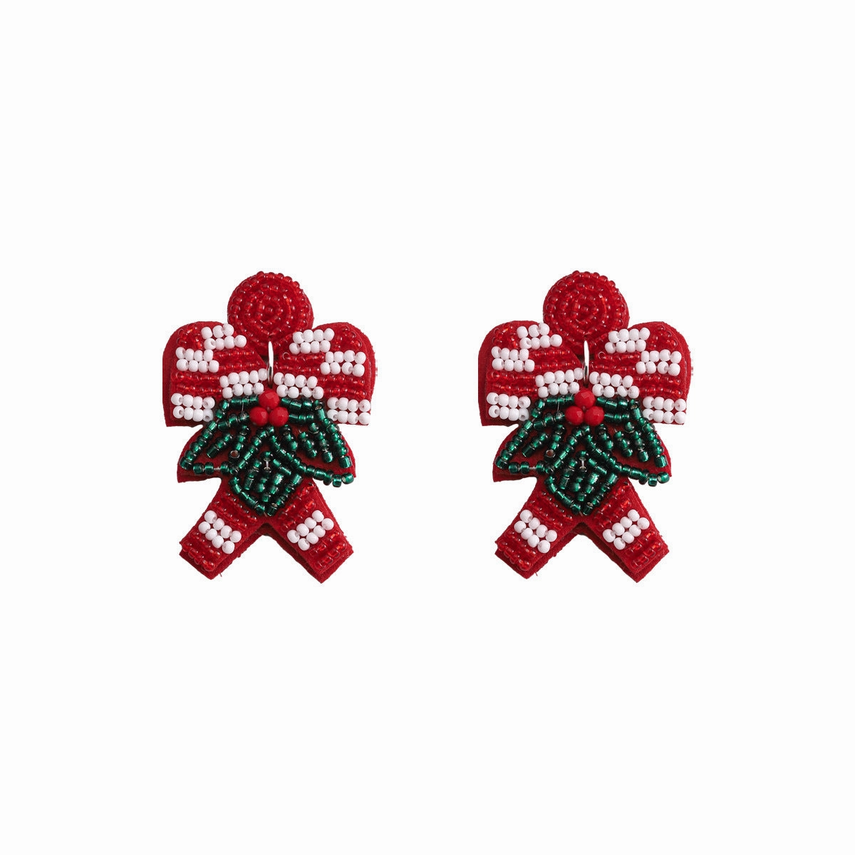 Wholesale Fabric Rice Beads Christmas Red Autumn and Winter Earrings