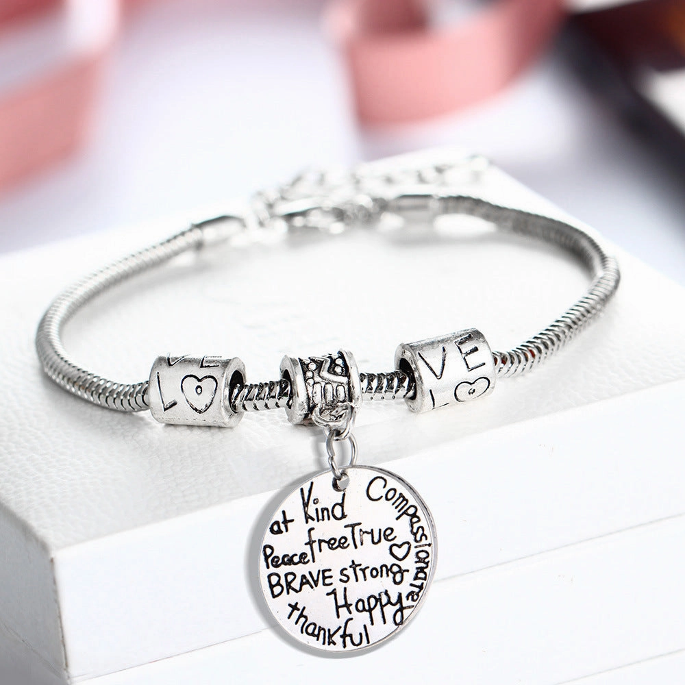 Wholesale Family Members Affection Alloy Lettering Bracelet