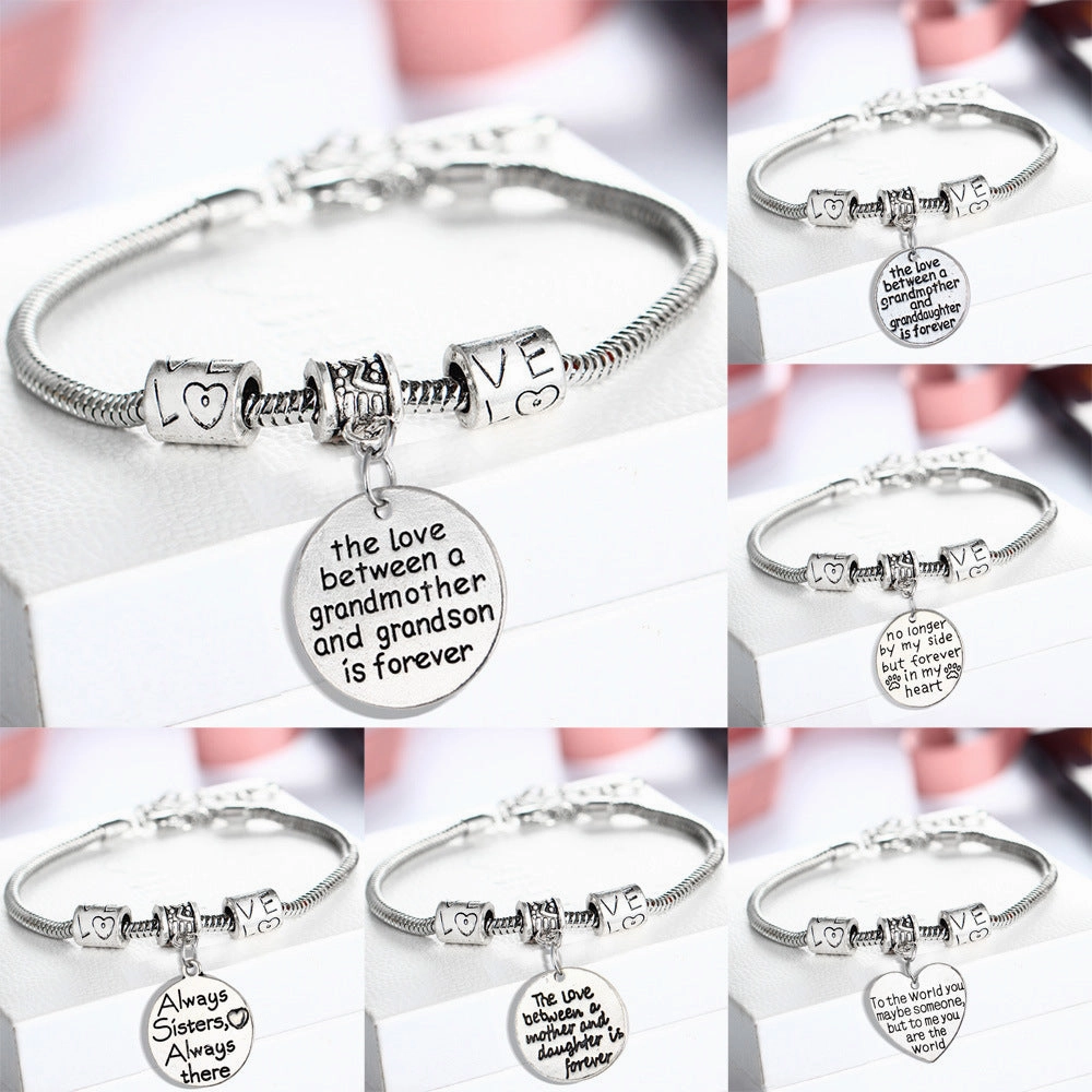 Wholesale Family Members Affection Alloy Lettering Bracelet