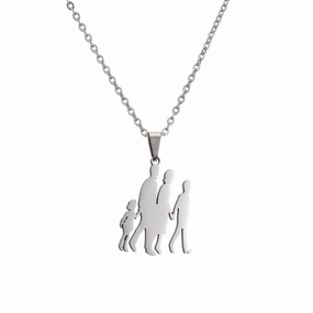 Wholesale Family of Four Silhouette Pattern Stainless Steel Titanium Steel Necklace