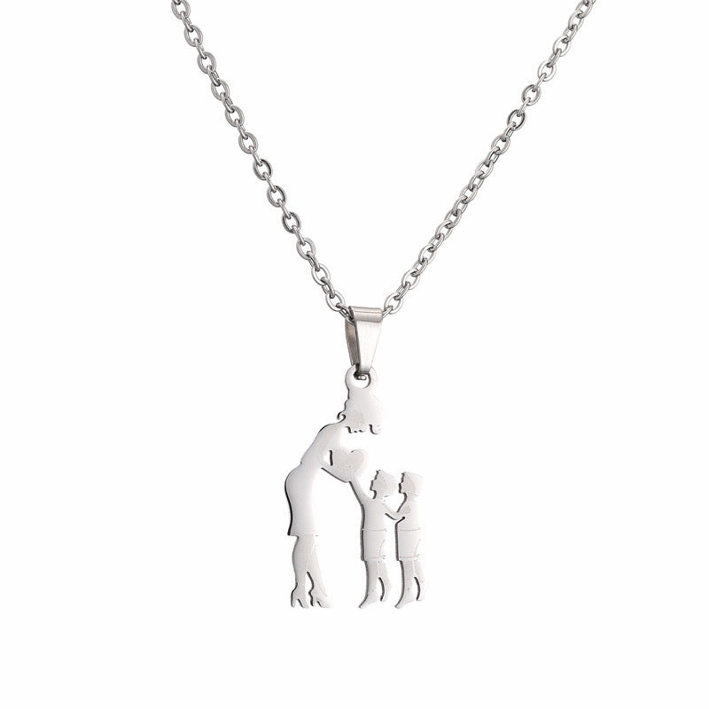 Wholesale Family of Four Silhouette Pattern Stainless Steel Titanium Steel Necklace