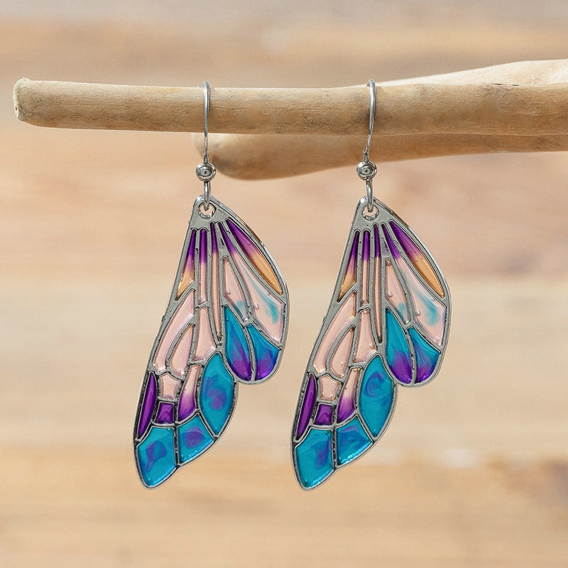 Wholesale Fancy Butterfly Wings Alloy Earrings