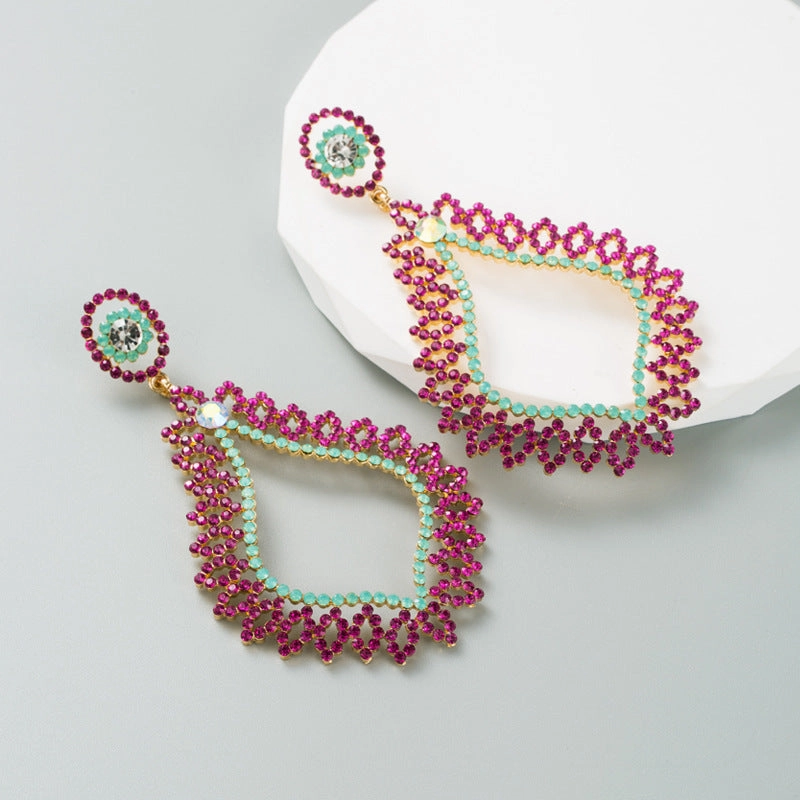 Wholesale Fancy Color Diamond Long Alloy Earrings