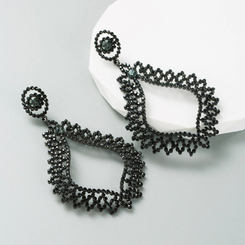 Wholesale Fancy Color Diamond Long Alloy Earrings