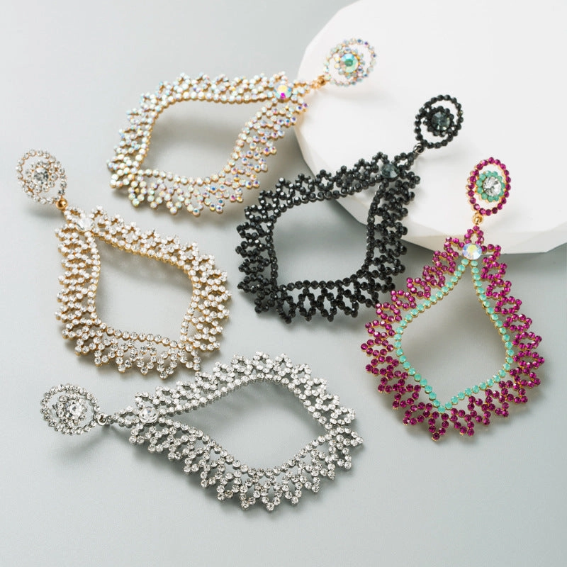 Wholesale Fancy Color Diamond Long Alloy Earrings