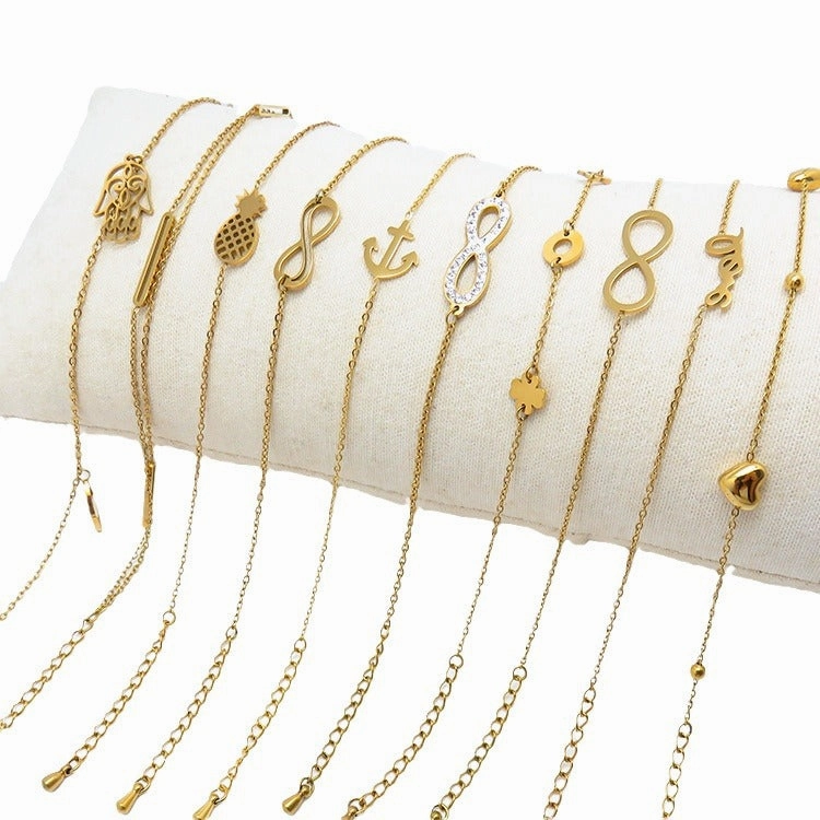 Wholesale Fashion all-match titanium steel bracelet women's European and American new 18K gold stainless steel love bracelet high sense