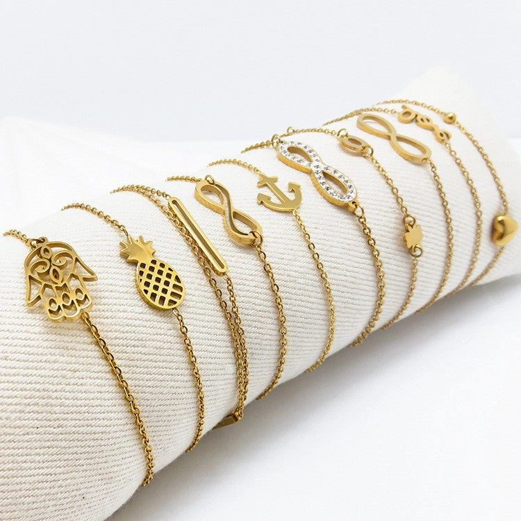 Wholesale Fashion all-match titanium steel bracelet women's European and American new 18K gold stainless steel love bracelet high sense