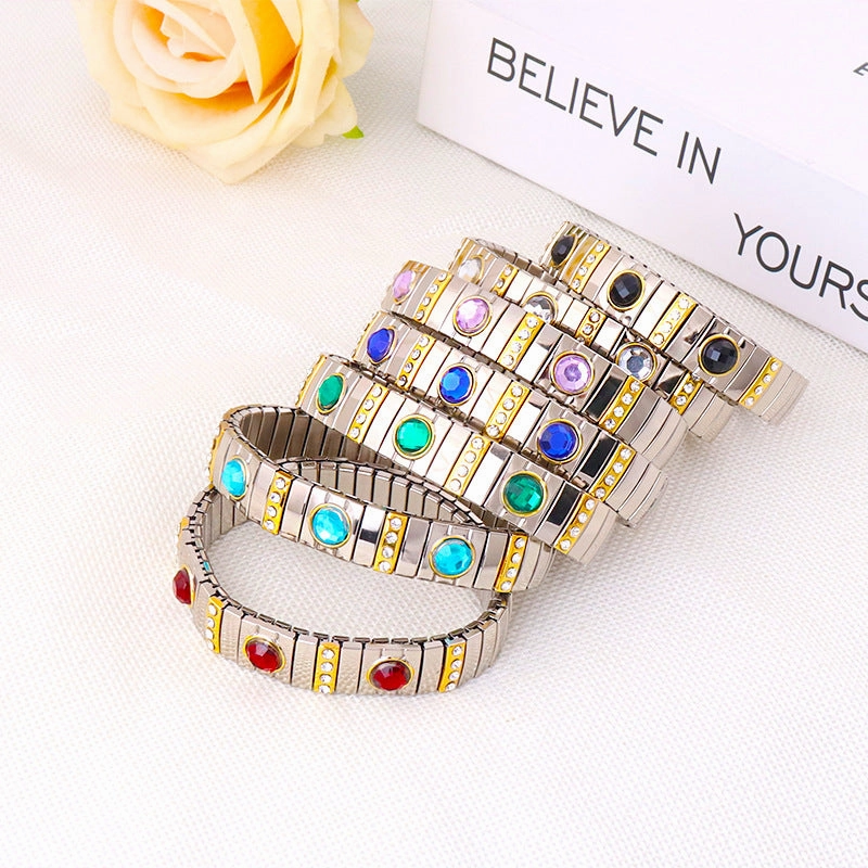 Wholesale Fashion Bohemian Elastic Titanium Steel Bracelet