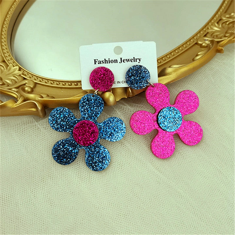 Wholesale Fashion Contrasting Color Five-petal Flower Acrylic Earrings