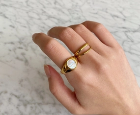 Wholesale Fashion Double Layer 18K Gold Plated Stainless Steel Ring