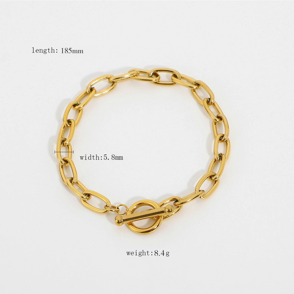 Wholesale fashion gold-plated stainless steel oval chain bracelet