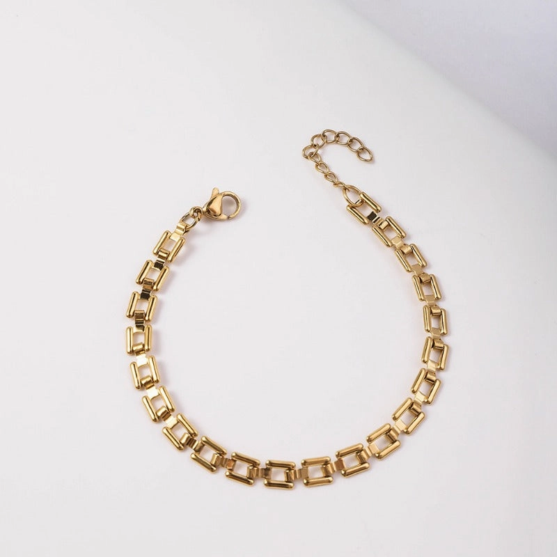 Wholesale Fashion Hollowed Out Square Stainless Steel Niche Design, Light Luxury Personalized Titanium Steel Bracelet