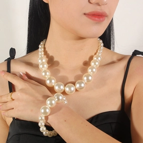 Wholesale Fashion Pearl Simple Exaggerated Imitation Pearl Necklace
