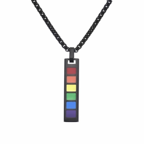 Wholesale Fashion Rectangular Stainless Steel Rainbow Long Necklace