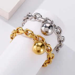 Wholesale Fashion Retro Light Luxury Hollow Steel Ball Stainless Steel Wish-granting Bracelet