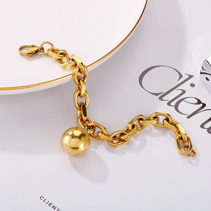 Wholesale Fashion Retro Light Luxury Hollow Steel Ball Stainless Steel Wish-granting Bracelet