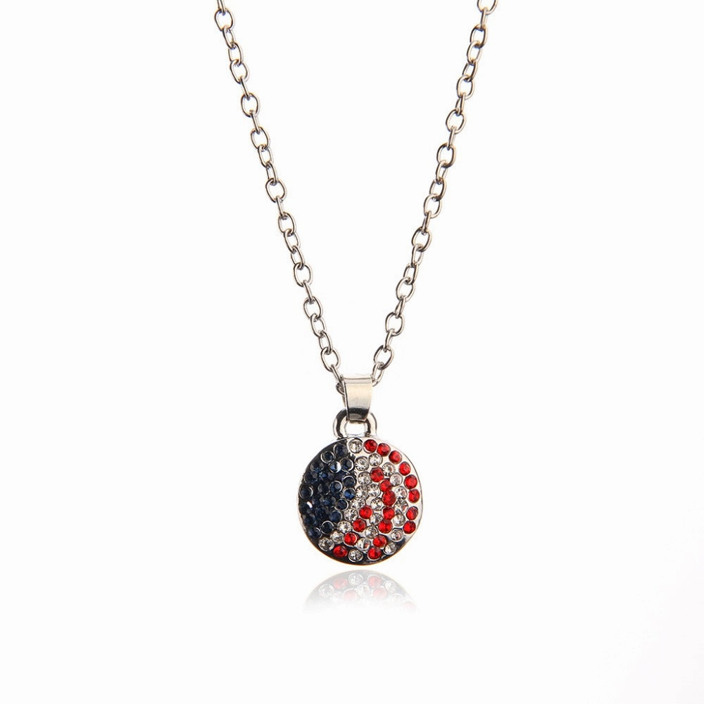 Wholesale Fashion Round Pentagram Star Rectangular American Flag Necklace