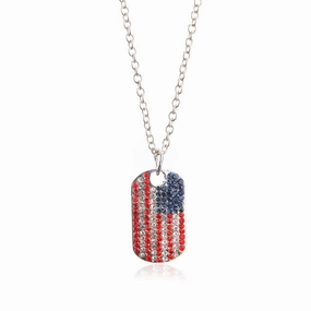 Wholesale Fashion Round Pentagram Star Rectangular American Flag Necklace
