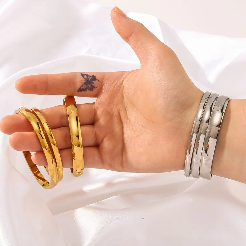 Wholesale Fashion Simple Vacuum Gold-plated Spherical Buckle Hand-polished Simple High-grade Plain Ring Bracelet