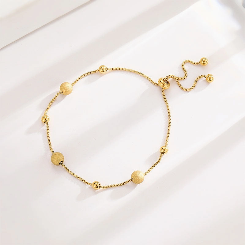 Wholesale Fashion Small Gold Bead Pull-out Titanium Steel Bracelet