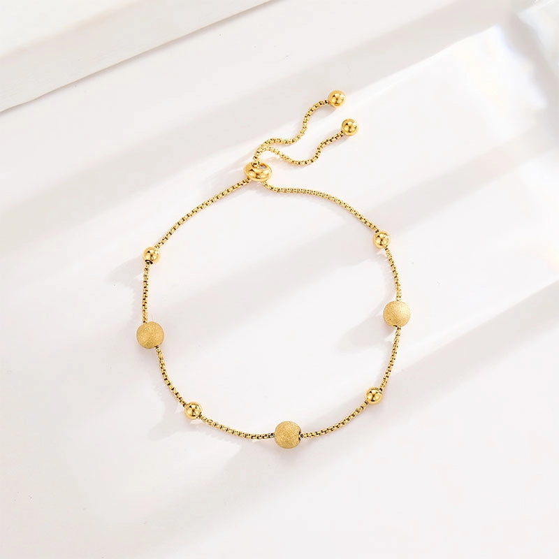 Wholesale Fashion Small Gold Bead Pull-out Titanium Steel Bracelet