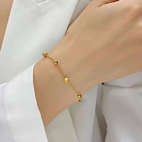 Wholesale Fashion Small Gold Bead Pull-out Titanium Steel Bracelet