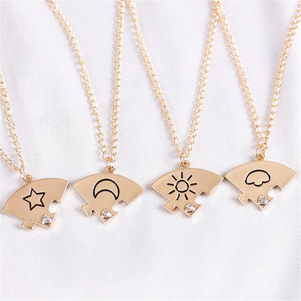 Wholesale Fashion Star Moon Sun Cloud Stitching Necklace