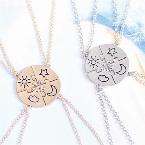 Wholesale Fashion Star Moon Sun Cloud Stitching Necklace