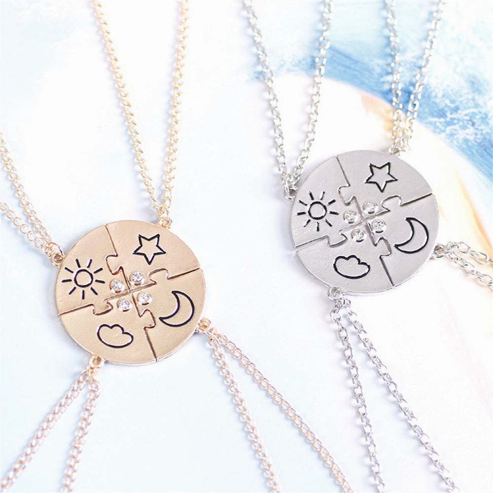 Wholesale Fashion Star Moon Sun Cloud Stitching Necklace