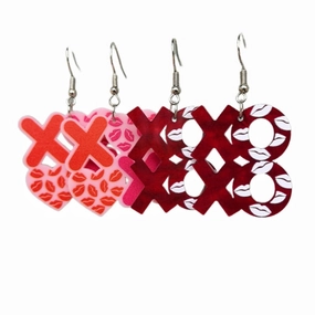 Wholesale Fashion Valentine's Day Love Hollow Heart Shaped Lips XOXO English Letter Earrings
